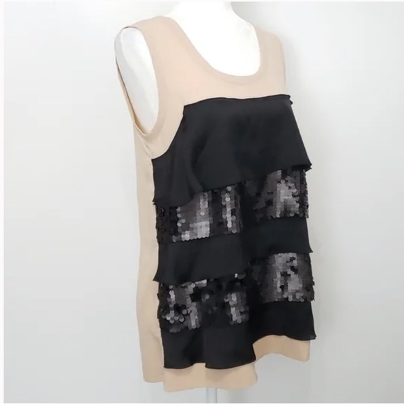 NWOT SIMPLY VERA WANG || SLEEVELESS BLACK SEQUENCE TANK TOP BLOUSE size Xl - Picture 2 of 8